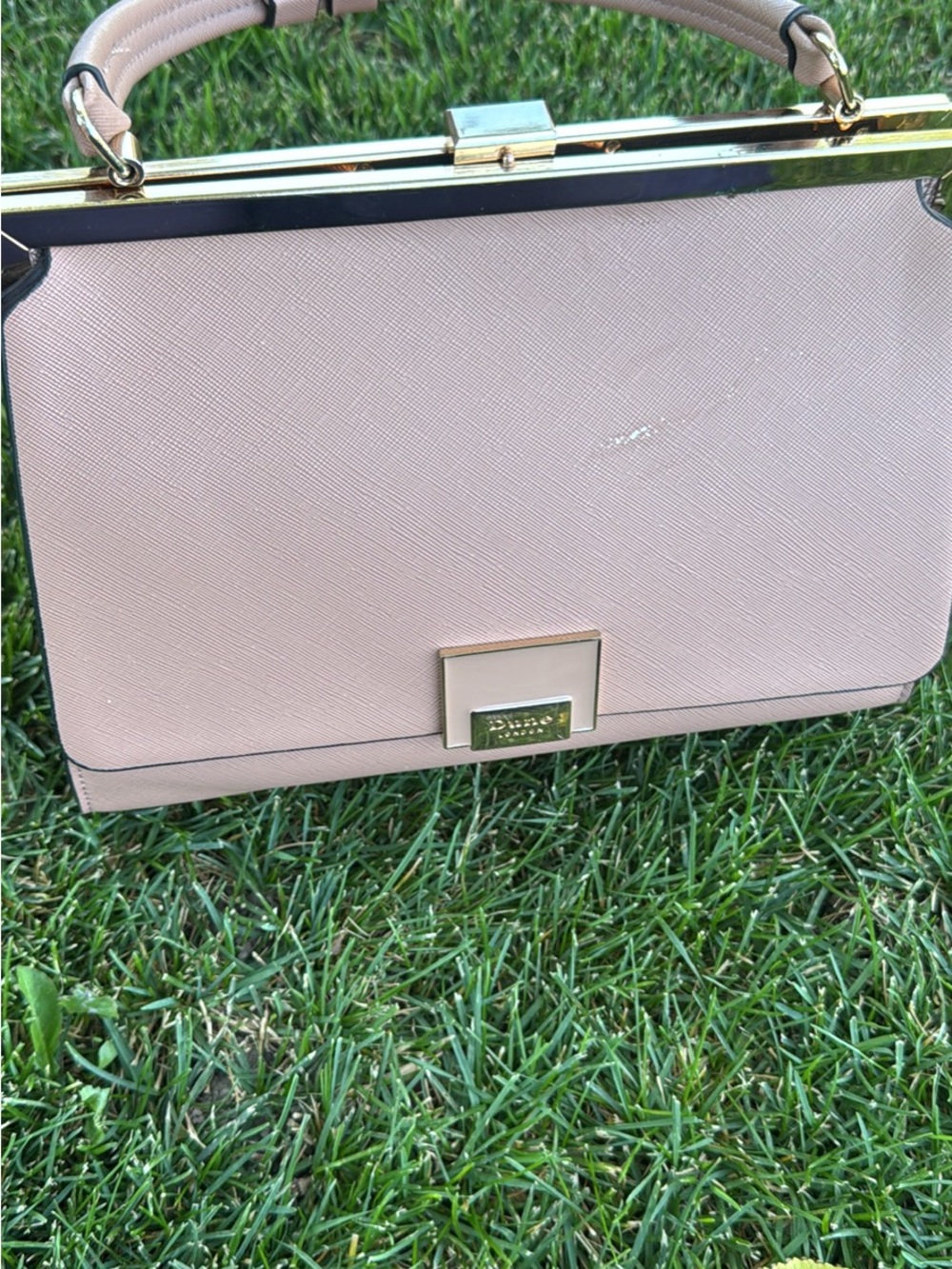 Stylish Blush Top-Handle Women's Bag with Gold Trim